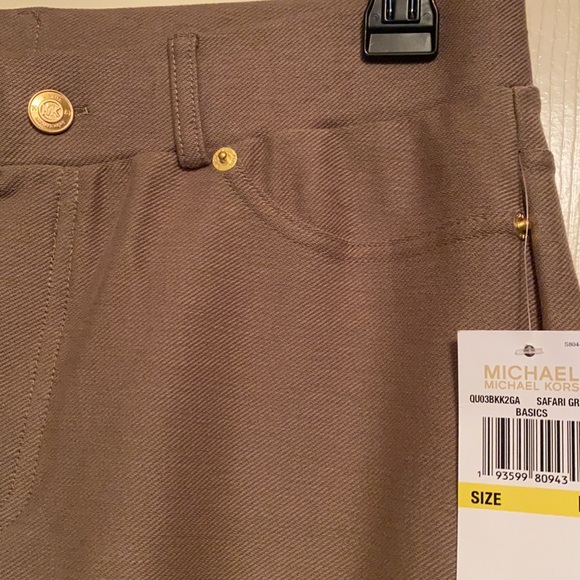 Michael Kors Safari Grn leggings with gold accents - Picture 3 of 4